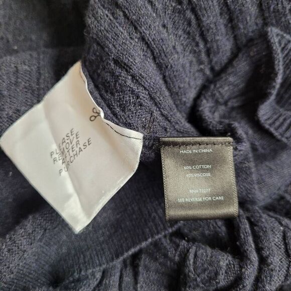 navy blue knit asymmetric handkerchief hem dolman style sleeve split hem - Picture 10 of 11